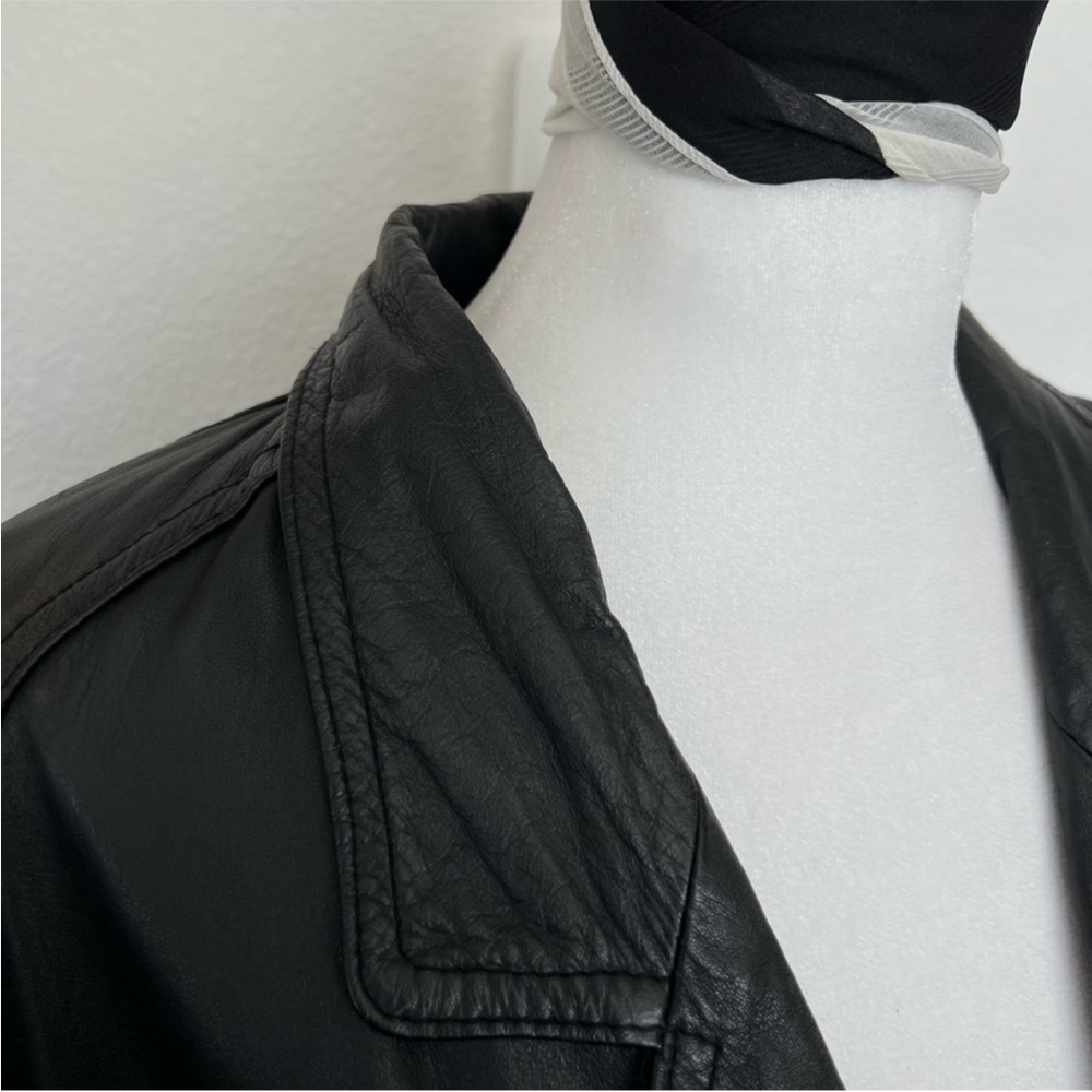 Vintage Black Leather Coat - Picture 2 of 16